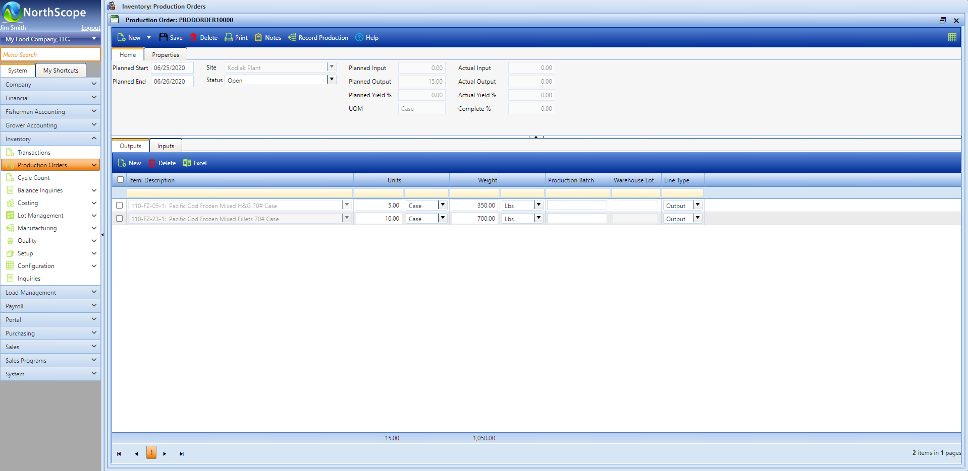 NorthScope Food ERP Adds Transactions for Planning